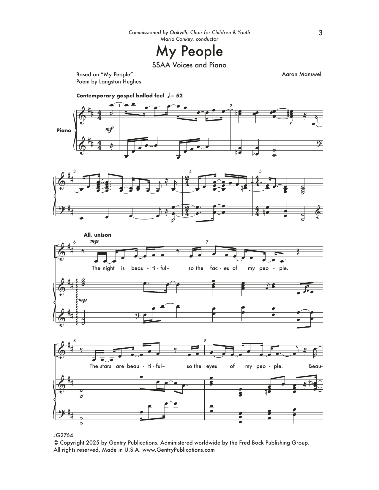 Download Aaron Manswell My People Sheet Music and learn how to play SSAA Choir PDF digital score in minutes