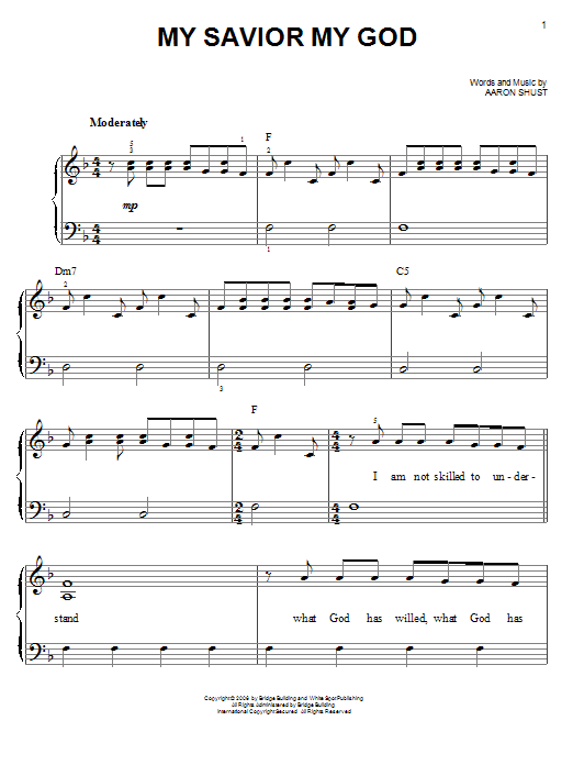 Download Aaron Shust My Savior My God Sheet Music and learn how to play Melody Line, Lyrics & Chords PDF digital score in minutes