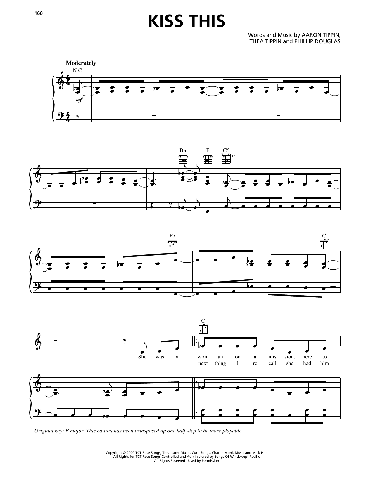 Download Aaron Tippin Kiss This Sheet Music and learn how to play Piano, Vocal & Guitar Chords (Right-Hand Melody) PDF digital score in minutes