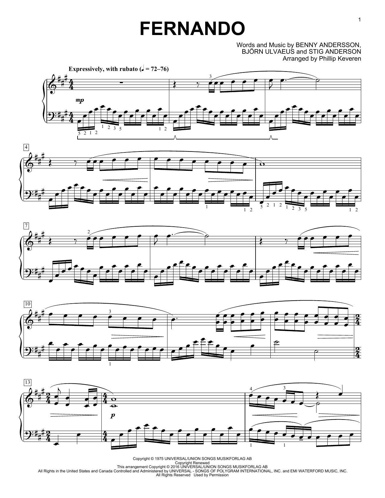 Download Phillip Keveren Fernando Sheet Music and learn how to play Piano PDF digital score in minutes