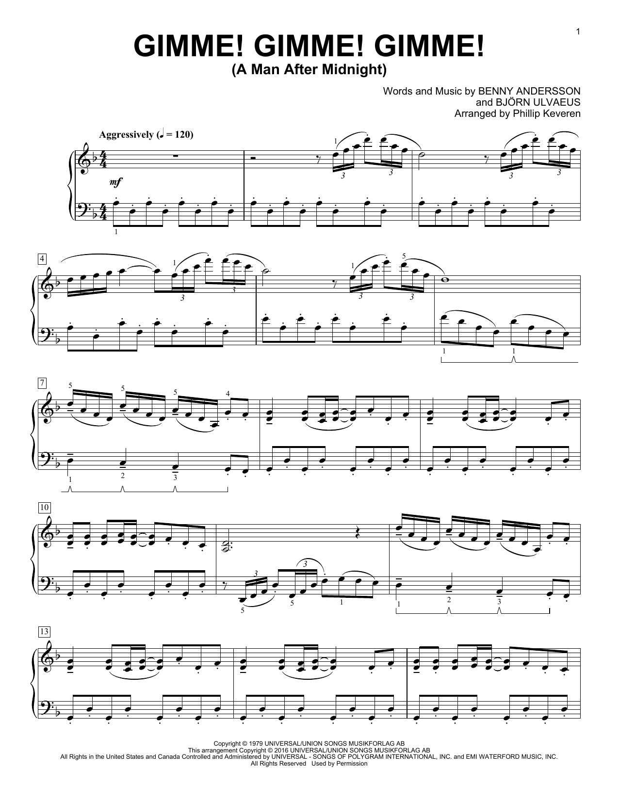 Download Phillip Keveren Gimme! Gimme! Gimme! (A Man After Midnight) Sheet Music and learn how to play Piano PDF digital score in minutes