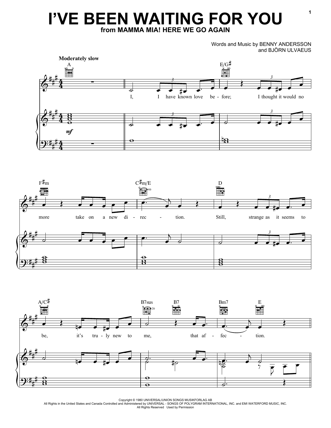 Download ABBA Sheet Music and learn how to play Piano, Vocal & Guitar Chords (Right-Hand Melody) PDF score in minutes