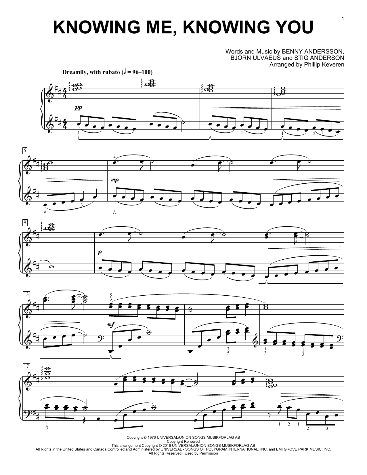 Download Phillip Keveren Knowing Me, Knowing You Sheet Music and learn how to play Piano PDF digital score in minutes