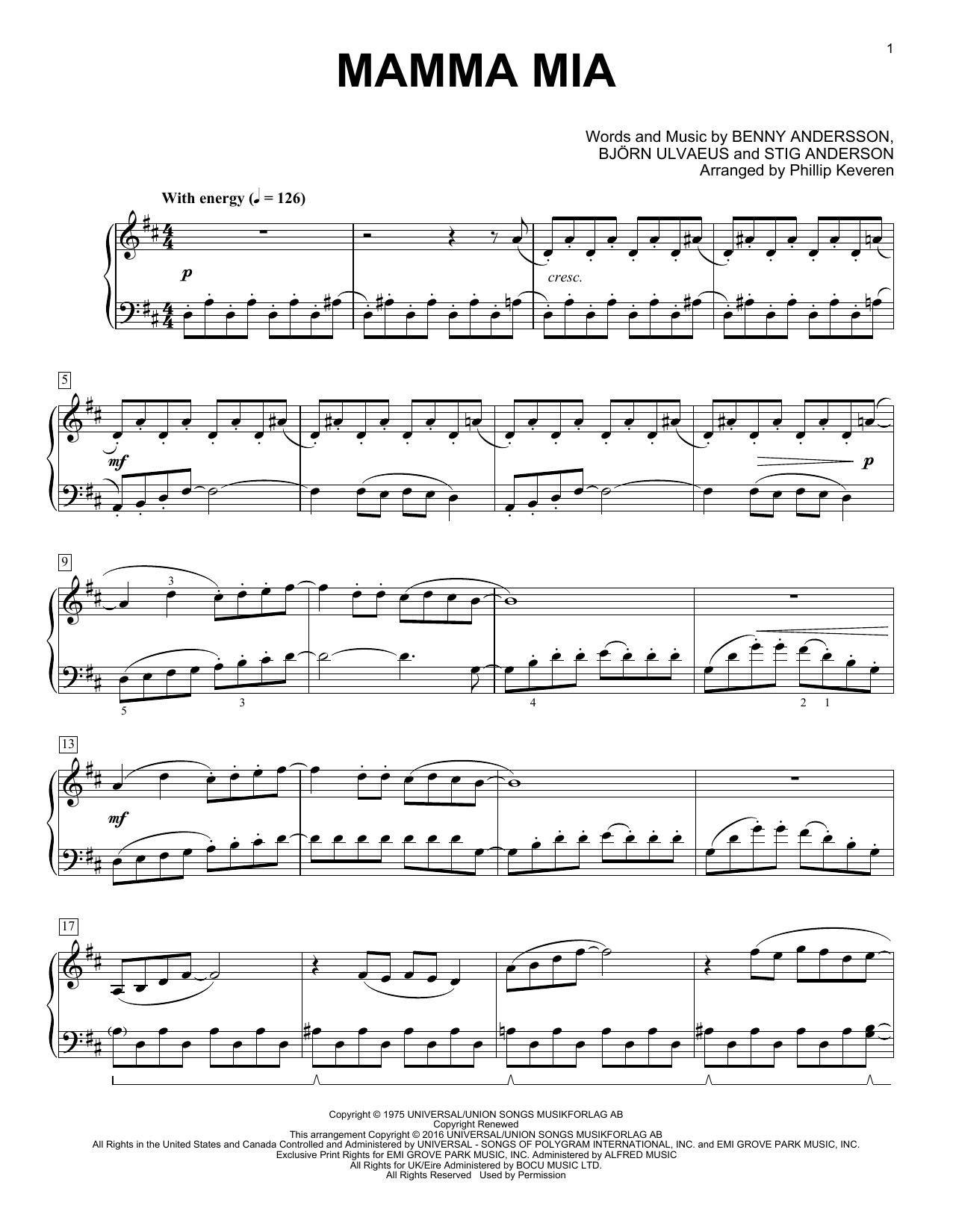Download Phillip Keveren Mamma Mia Sheet Music and learn how to play Piano PDF digital score in minutes