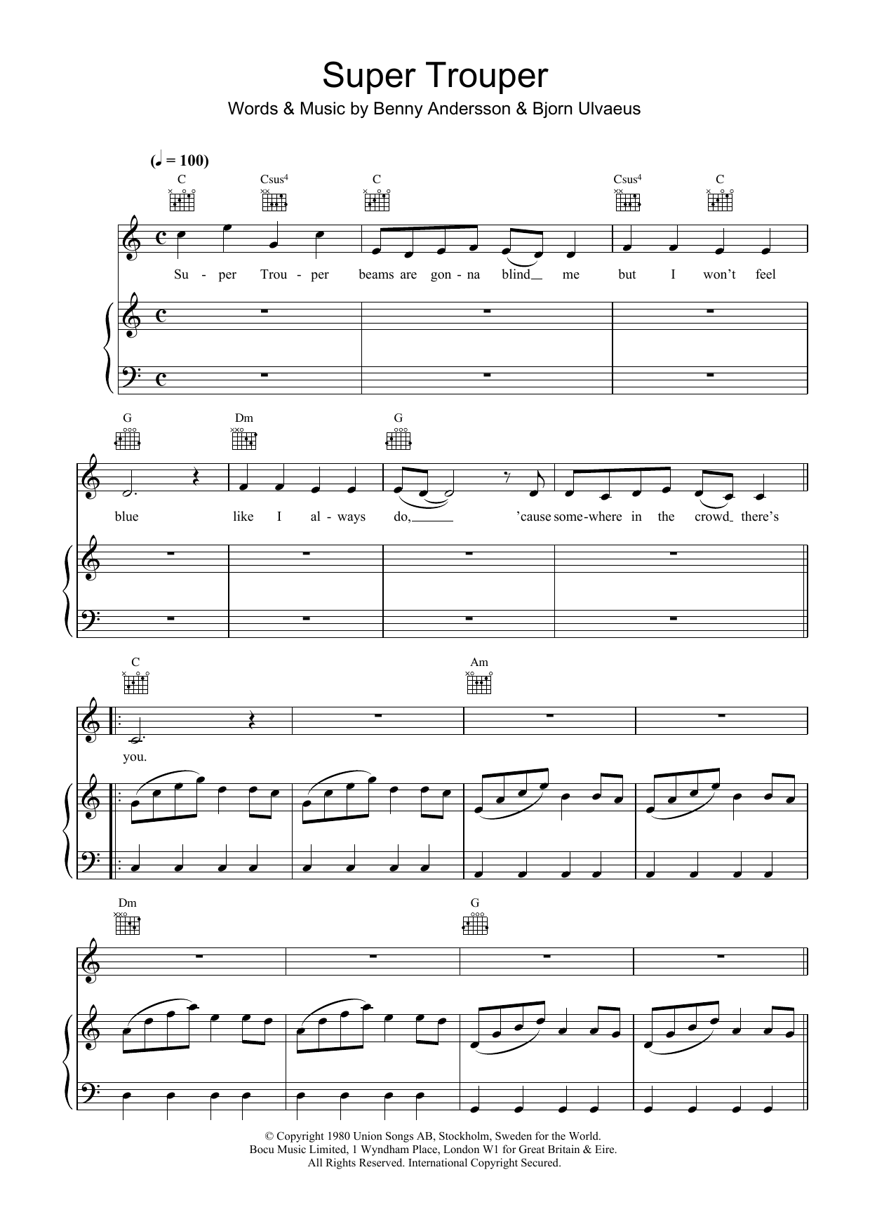 Download ABBA Super Trouper Sheet Music and learn how to play Flute PDF digital score in minutes