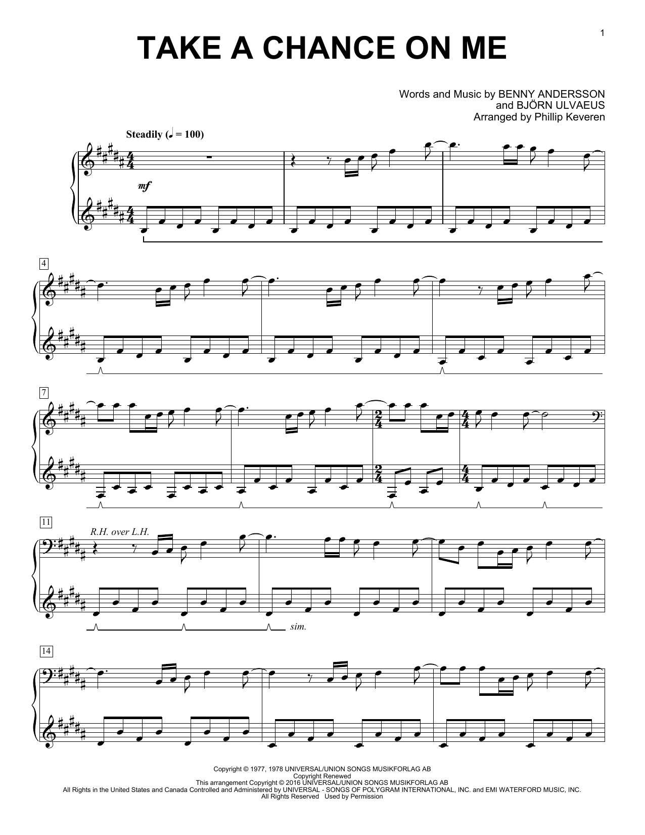 Download Phillip Keveren Take A Chance On Me Sheet Music and learn how to play Piano PDF digital score in minutes
