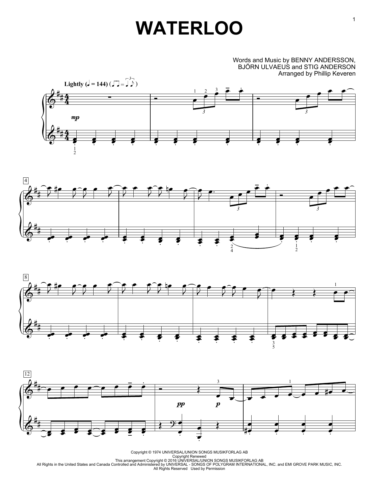 Download Phillip Keveren Waterloo Sheet Music and learn how to play Piano PDF digital score in minutes
