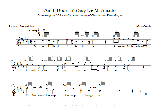 Download Abby Gostein Ani L'dodi Sheet Music and learn how to play Melody Line, Lyrics & Chords PDF digital score in minutes