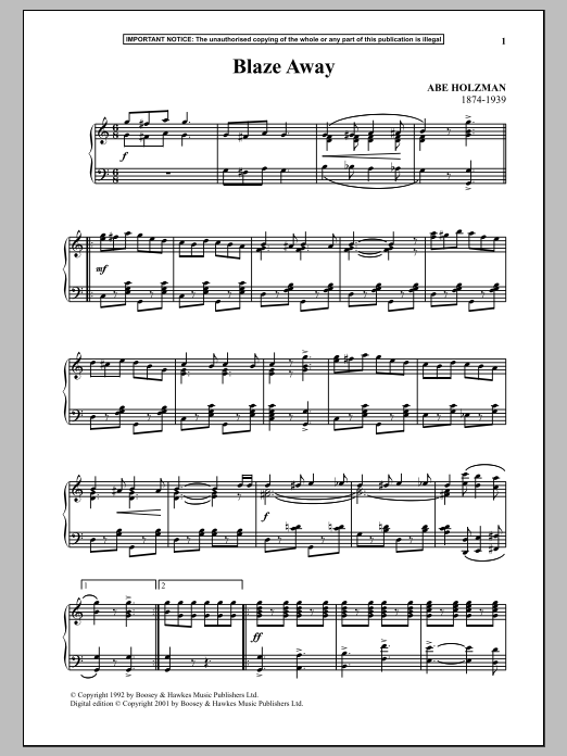 Download Abe Holzman Blaze Away Sheet Music and learn how to play Piano PDF digital score in minutes