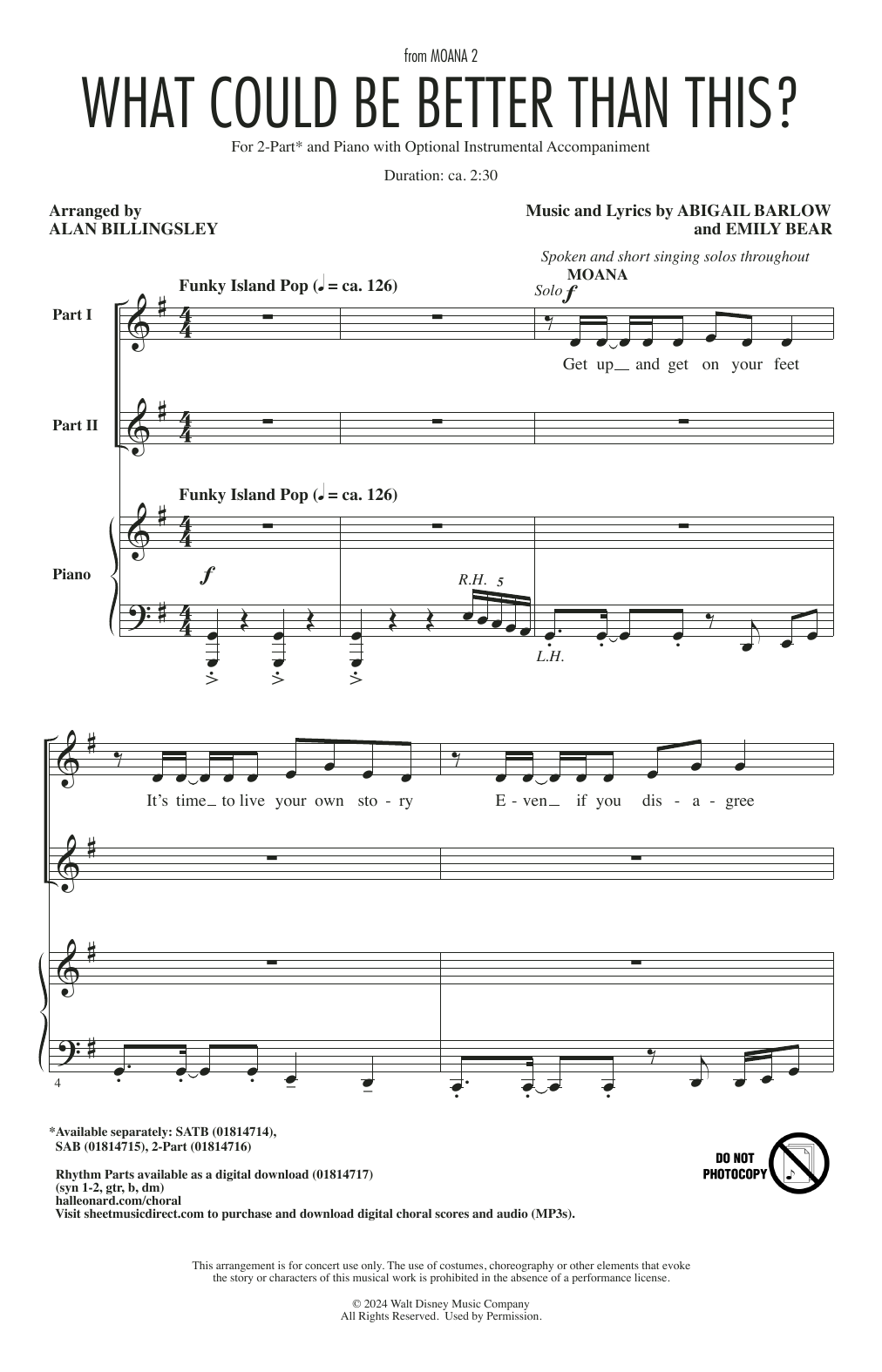 Download Abigail Barlow & Emily Bear What Could Be Better Than This? (from Moana 2) (arr. Alan Billingsley) Sheet Music and learn how to play 2-Part Choir PDF digital score in minutes