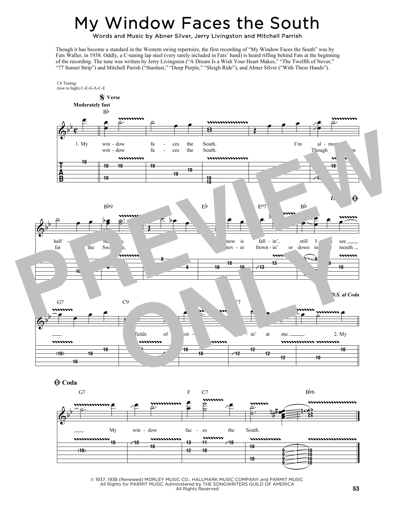 Download Abner Silver My Window Faces The South (arr. Fred Sokolow) Sheet Music and learn how to play Guitar Tab PDF digital score in minutes