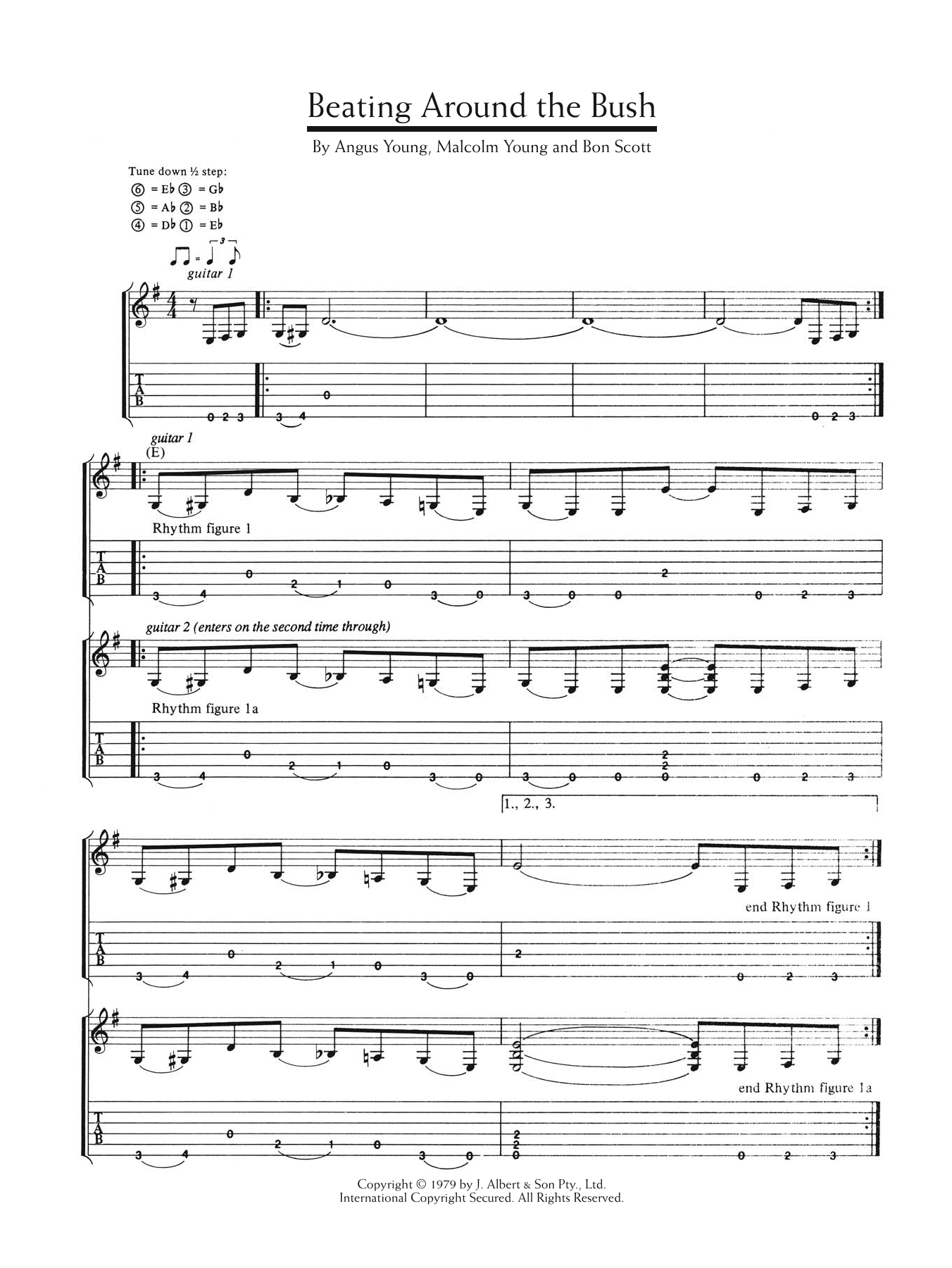 Download AC/DC Beating Around The Bush Sheet Music and learn how to play Lyrics & Chords PDF digital score in minutes