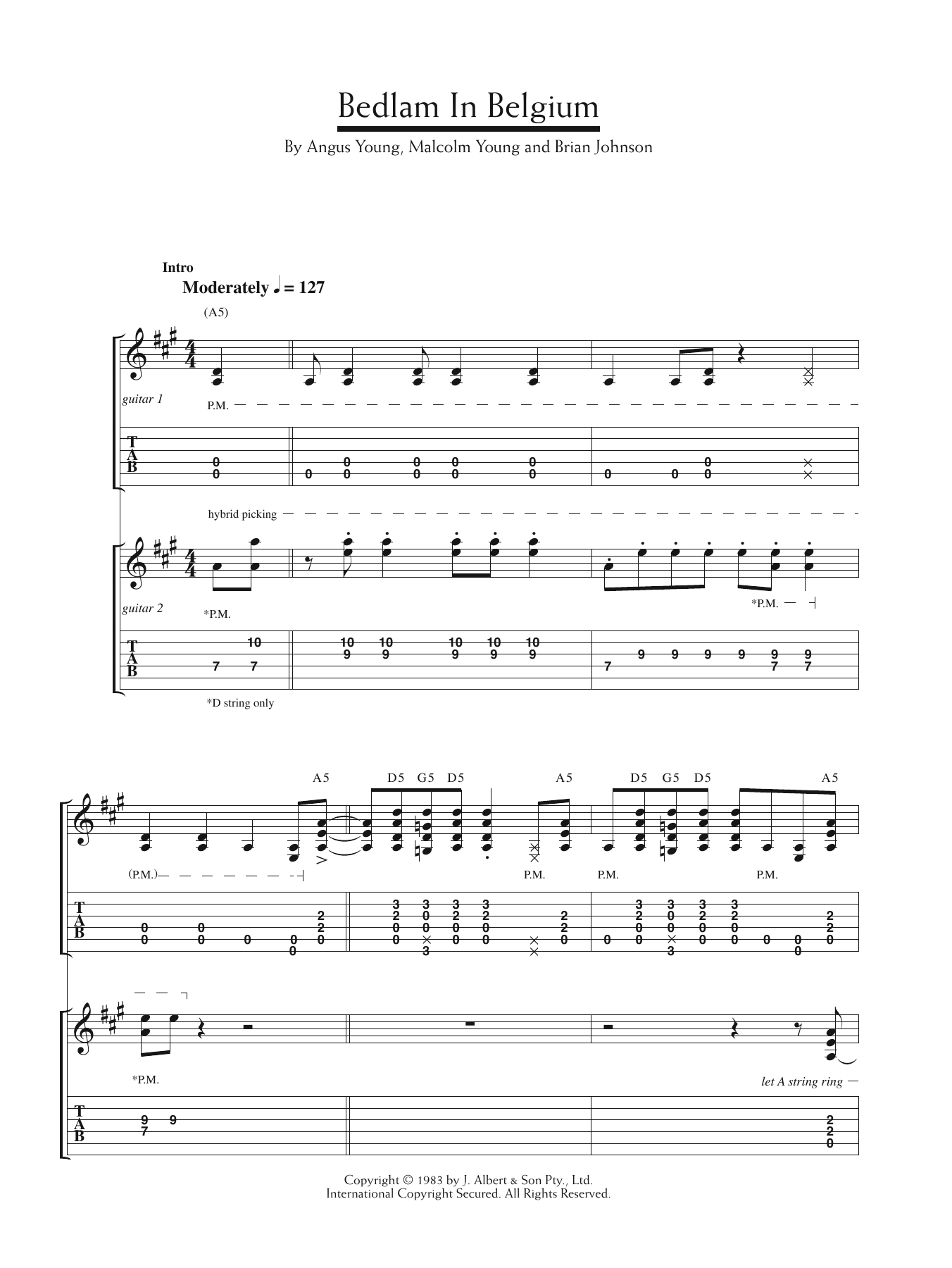 Download AC/DC Bedlam In Belgium Sheet Music and learn how to play Guitar Tab PDF digital score in minutes