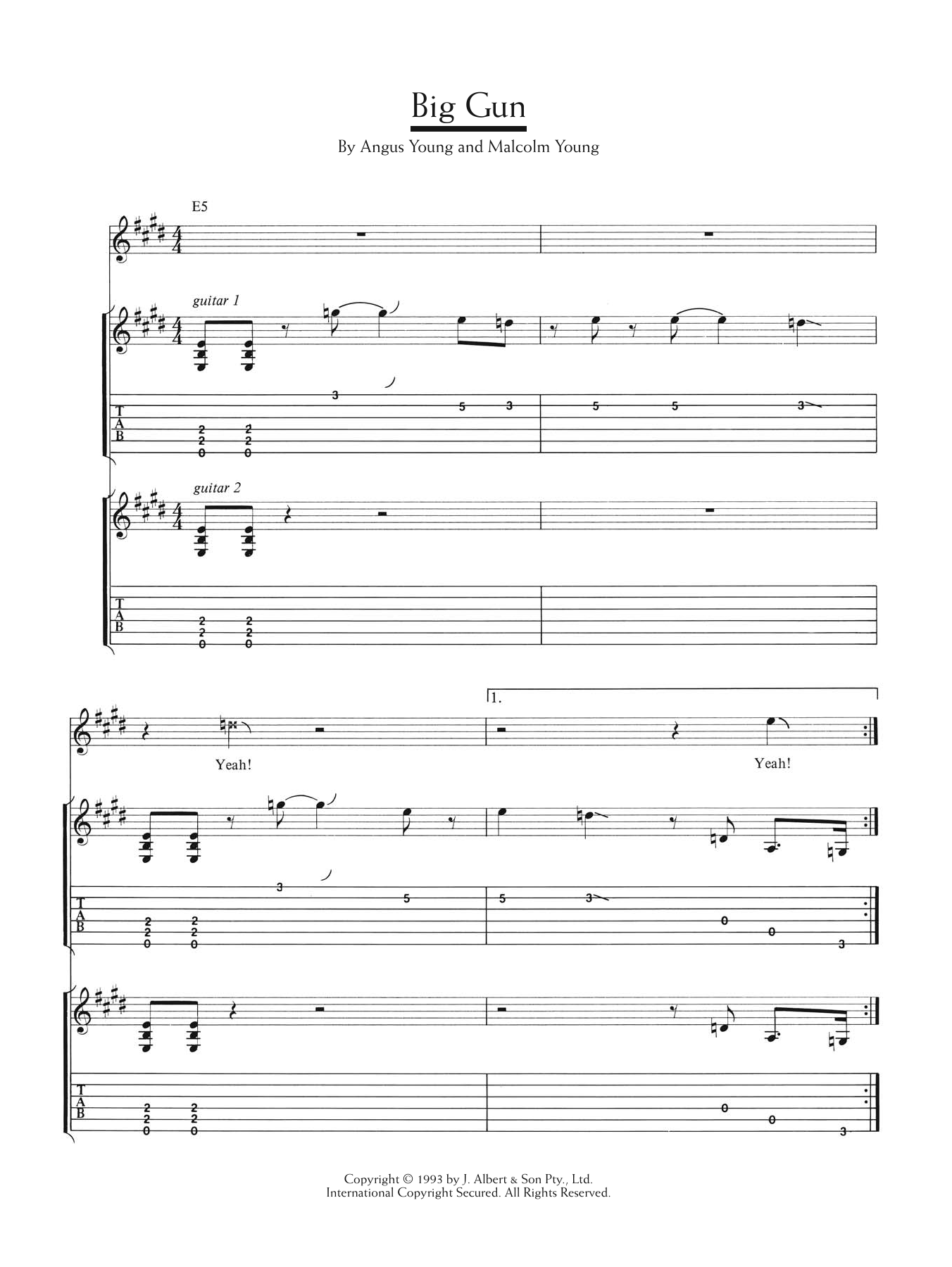 Download AC/DC Big Gun Sheet Music and learn how to play Guitar Tab PDF digital score in minutes