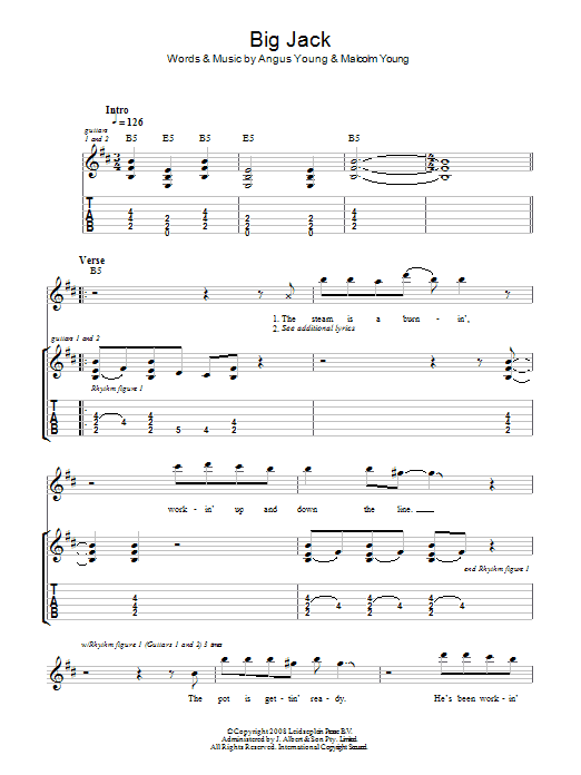 Download AC/DC Big Jack Sheet Music and learn how to play Guitar Tab PDF digital score in minutes