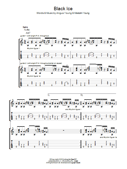 Download AC/DC Black Ice Sheet Music and learn how to play Guitar Tab PDF digital score in minutes