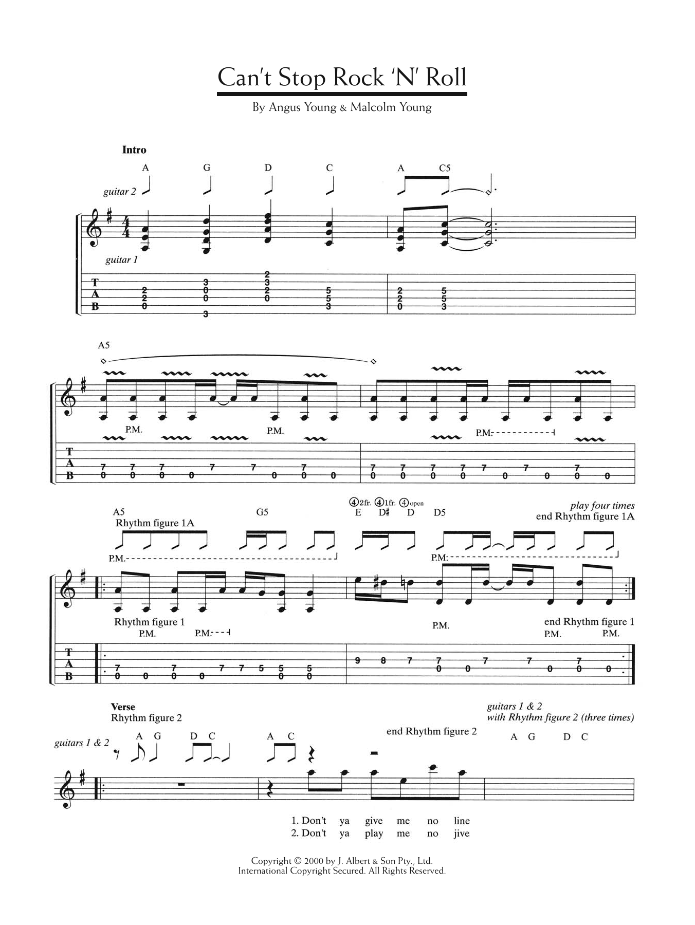 Download AC/DC Can't Stop Rock 'N' Roll Sheet Music and learn how to play Lyrics & Chords PDF digital score in minutes