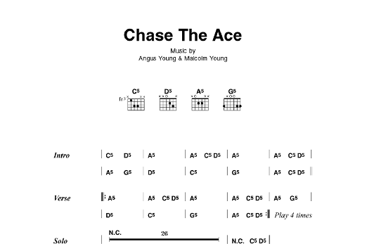 Download AC/DC Chase The Ace Sheet Music and learn how to play Lyrics & Chords PDF digital score in minutes