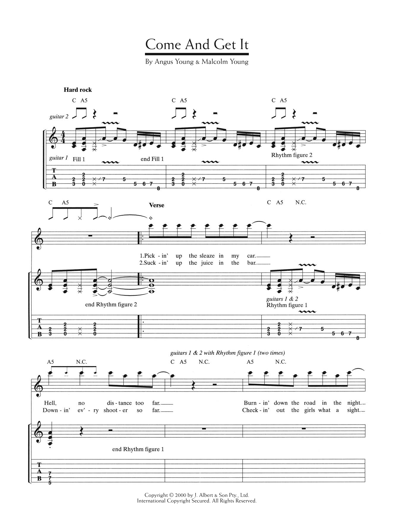 Download AC/DC Come And Get It Sheet Music and learn how to play Guitar Tab PDF digital score in minutes
