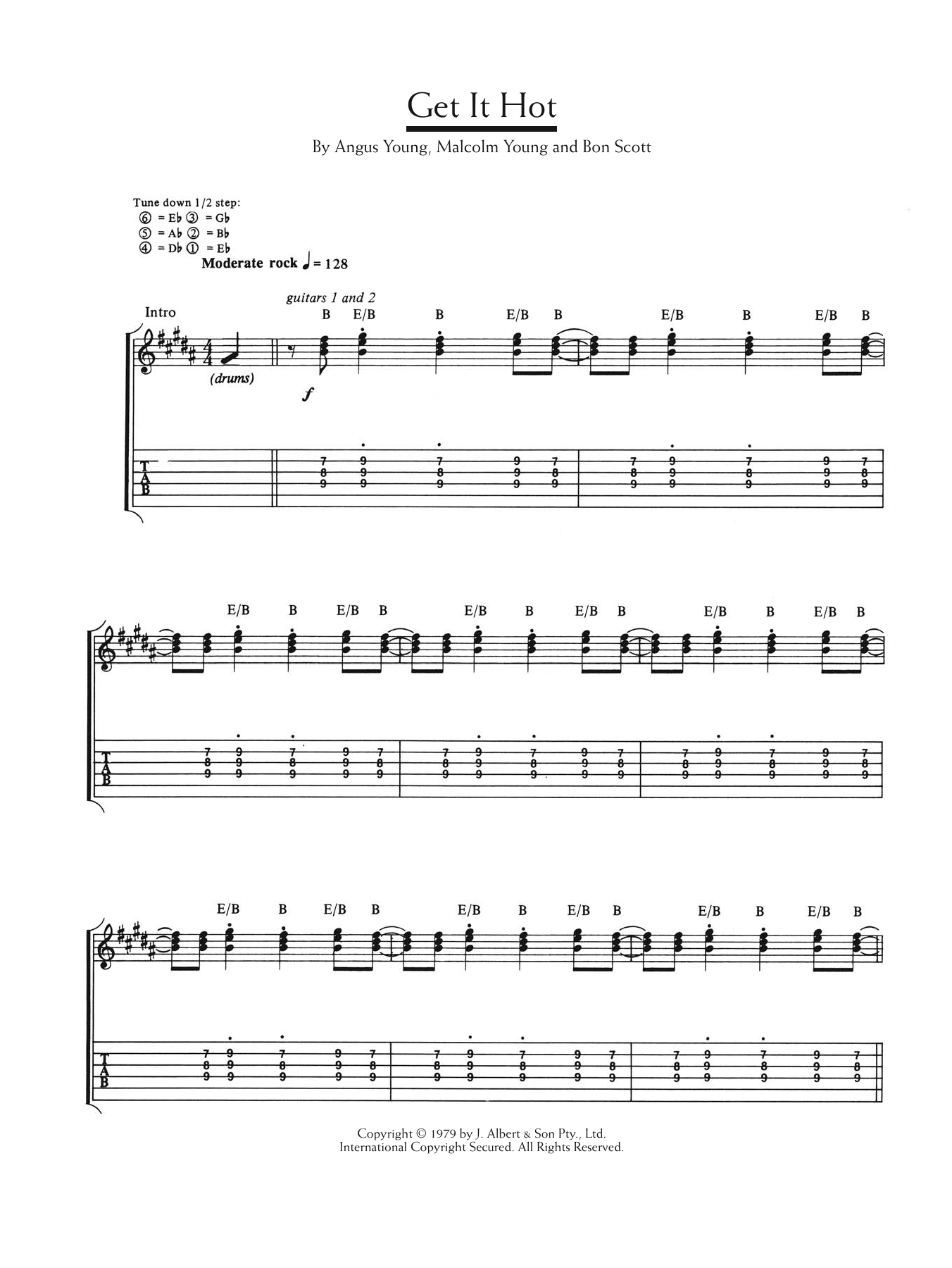 Download AC/DC Get It Hot Sheet Music and learn how to play Lyrics & Chords PDF digital score in minutes