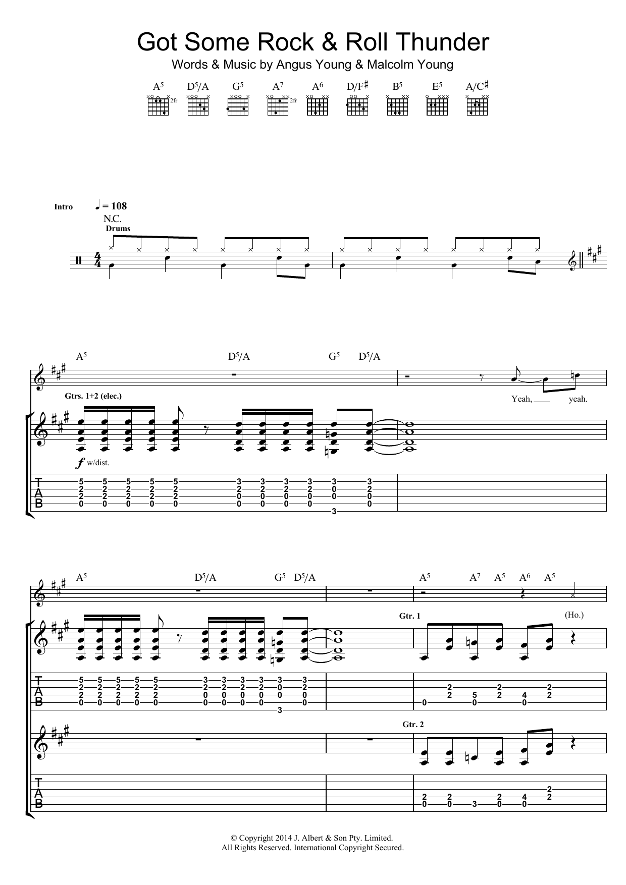 Download AC/DC Got Some Rock & Roll Thunder Sheet Music and learn how to play Guitar Tab PDF digital score in minutes