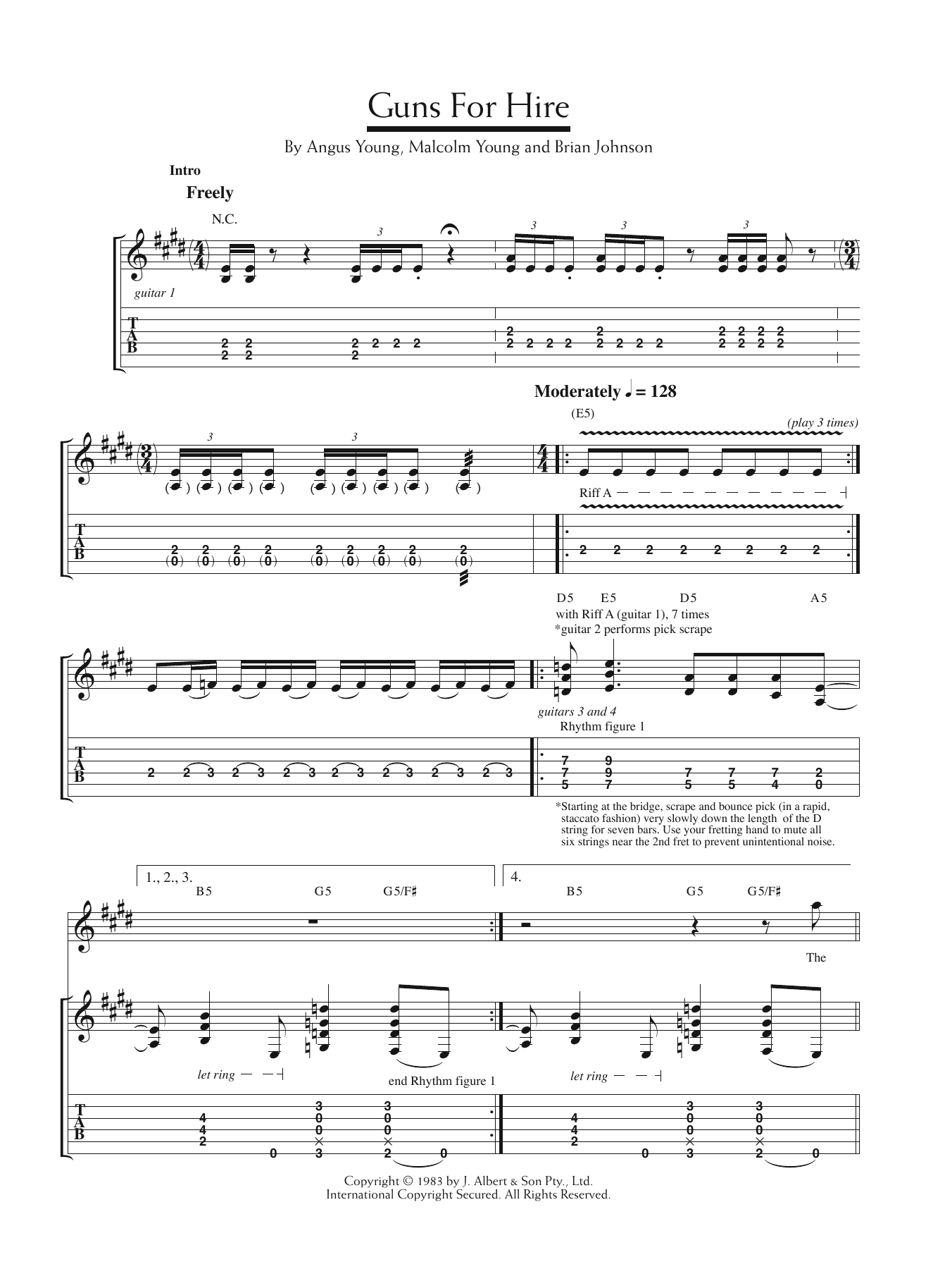 Download AC/DC Guns For Hire Sheet Music and learn how to play Guitar Tab PDF digital score in minutes