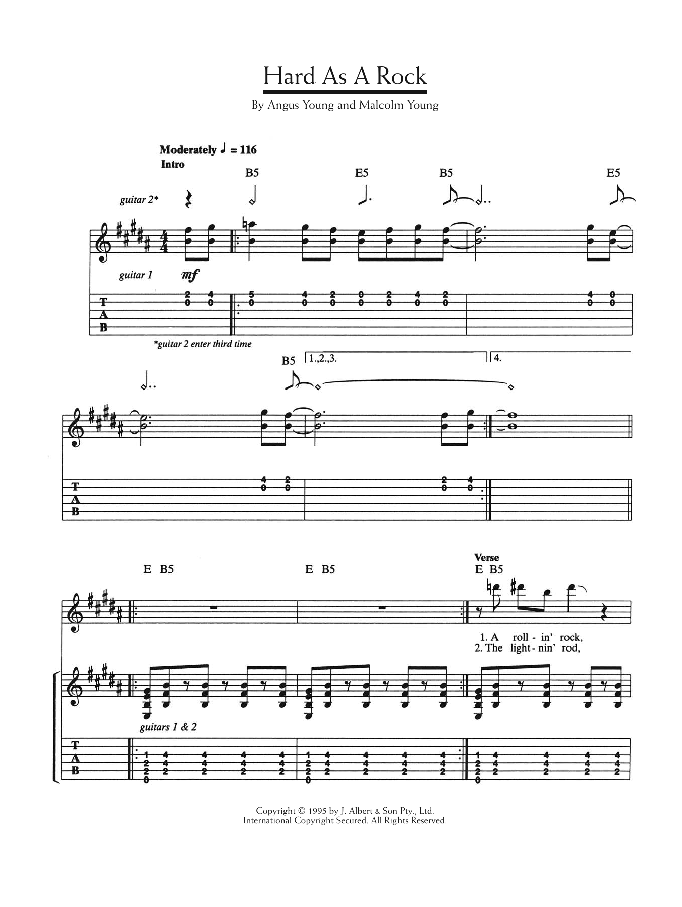 Download AC/DC Hard As A Rock Sheet Music and learn how to play Lyrics & Chords PDF digital score in minutes