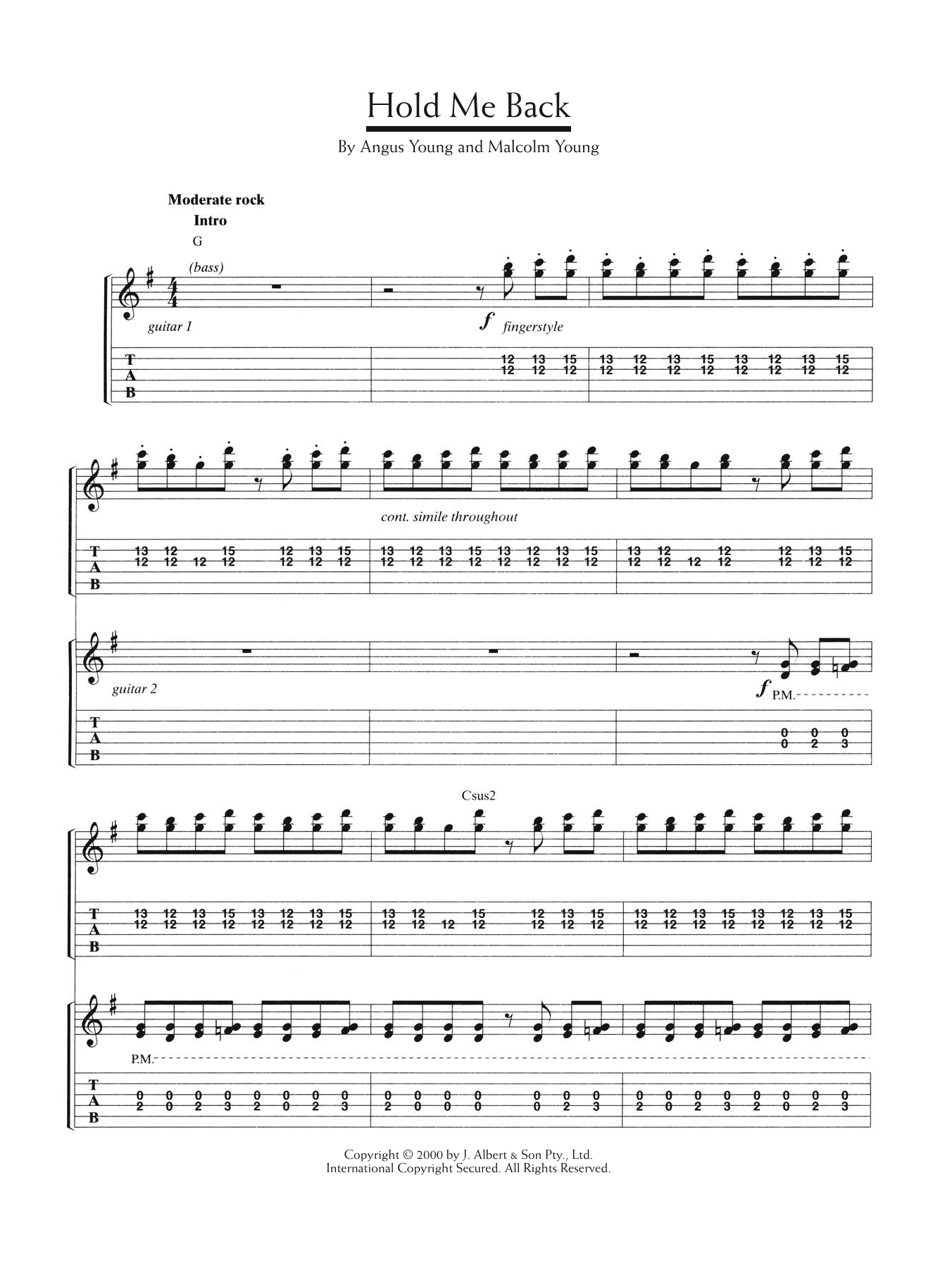 Download AC/DC Hold Me Back Sheet Music and learn how to play Guitar Tab PDF digital score in minutes