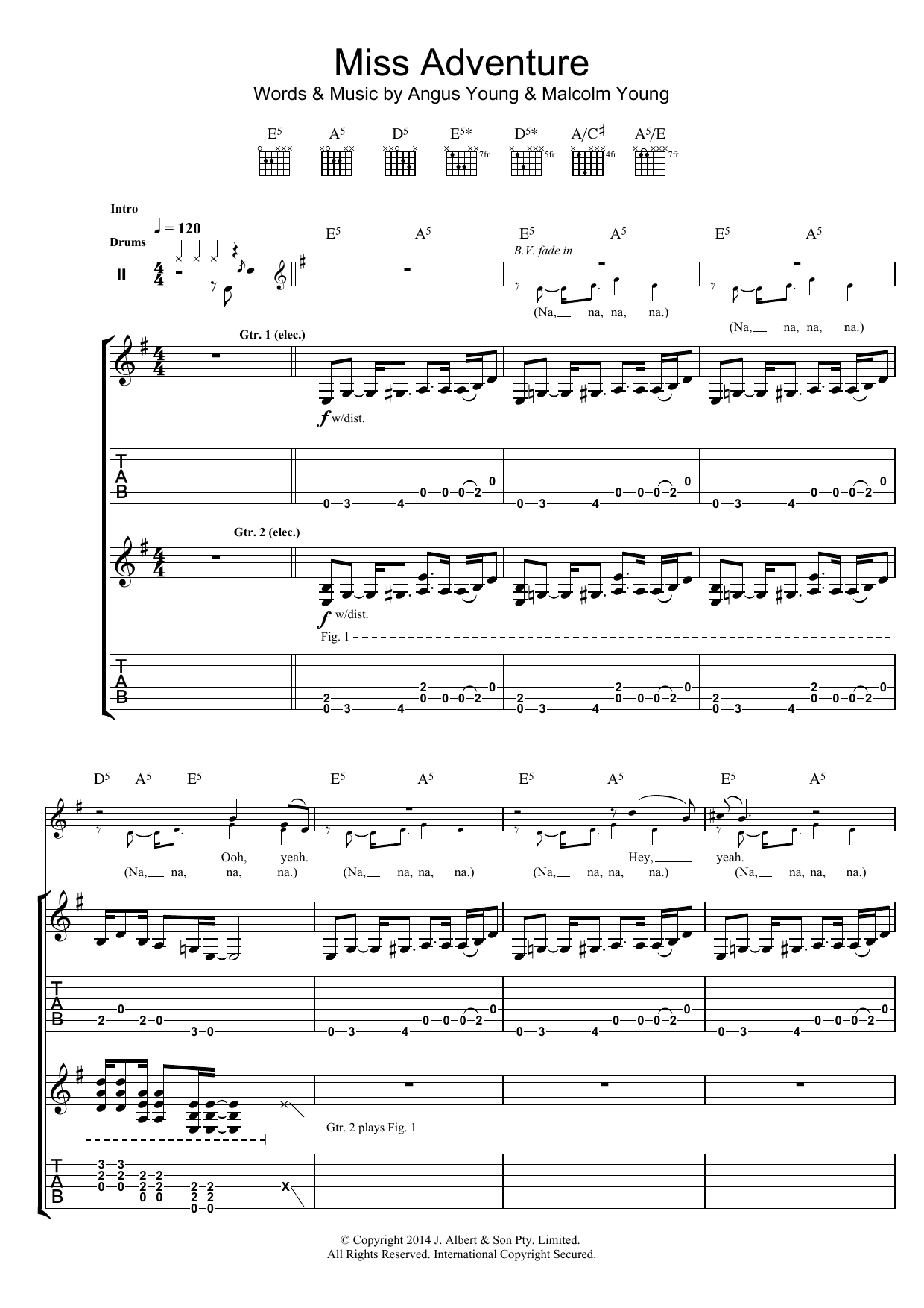 Download AC/DC Miss Adventure Sheet Music and learn how to play Guitar Tab PDF digital score in minutes