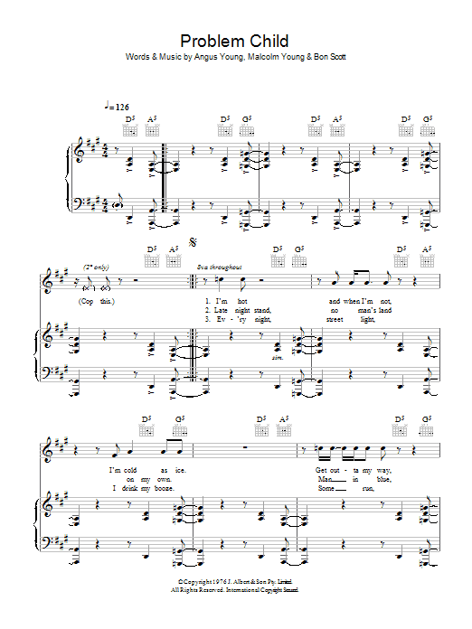 Download AC/DC Problem Child Sheet Music and learn how to play Ukulele PDF digital score in minutes