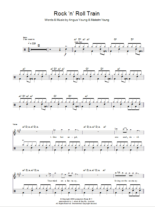 Download AC/DC Rock 'N' Roll Train Sheet Music and learn how to play Drums PDF digital score in minutes