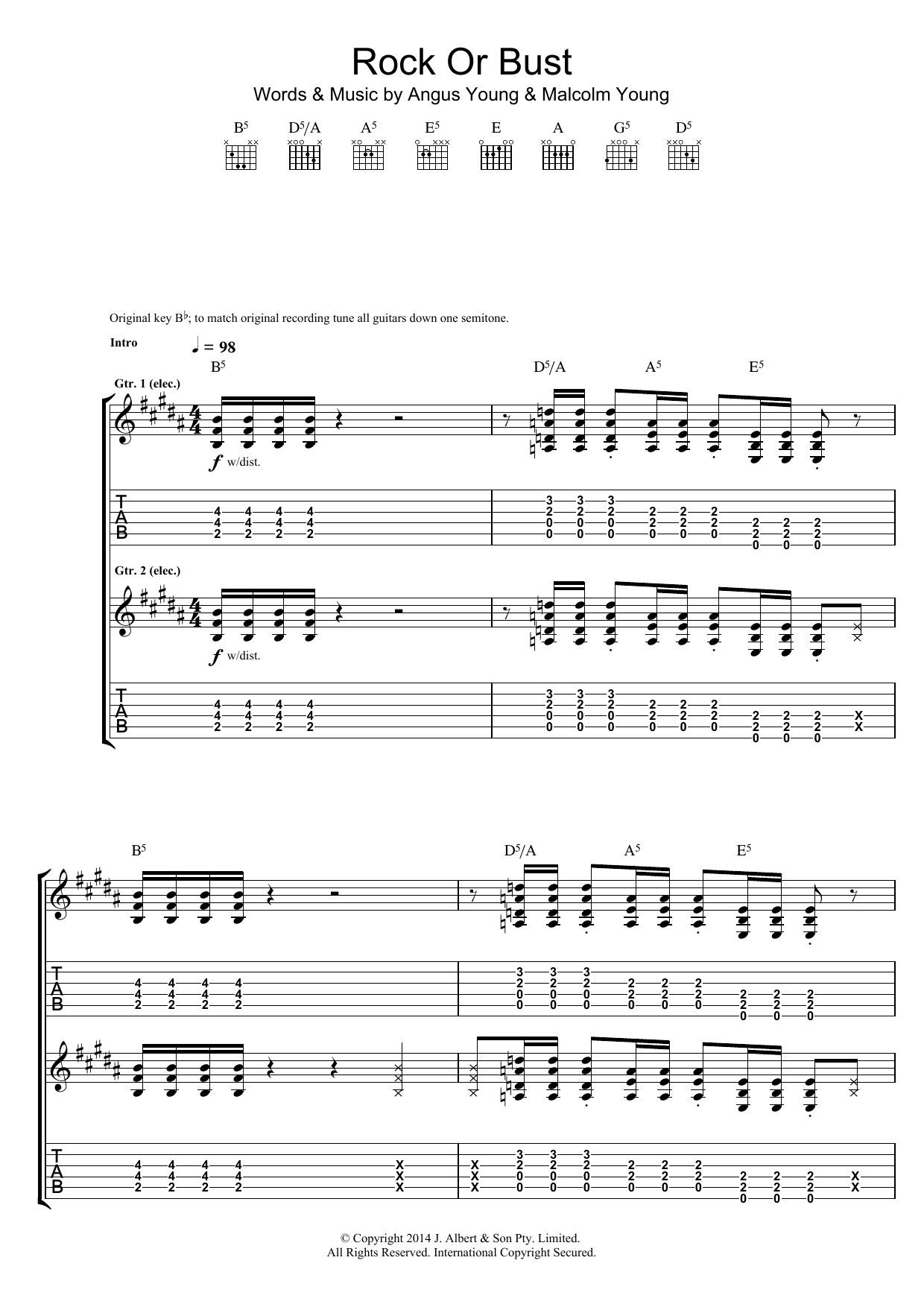 Download AC/DC Rock Or Bust Sheet Music and learn how to play Guitar Tab PDF digital score in minutes