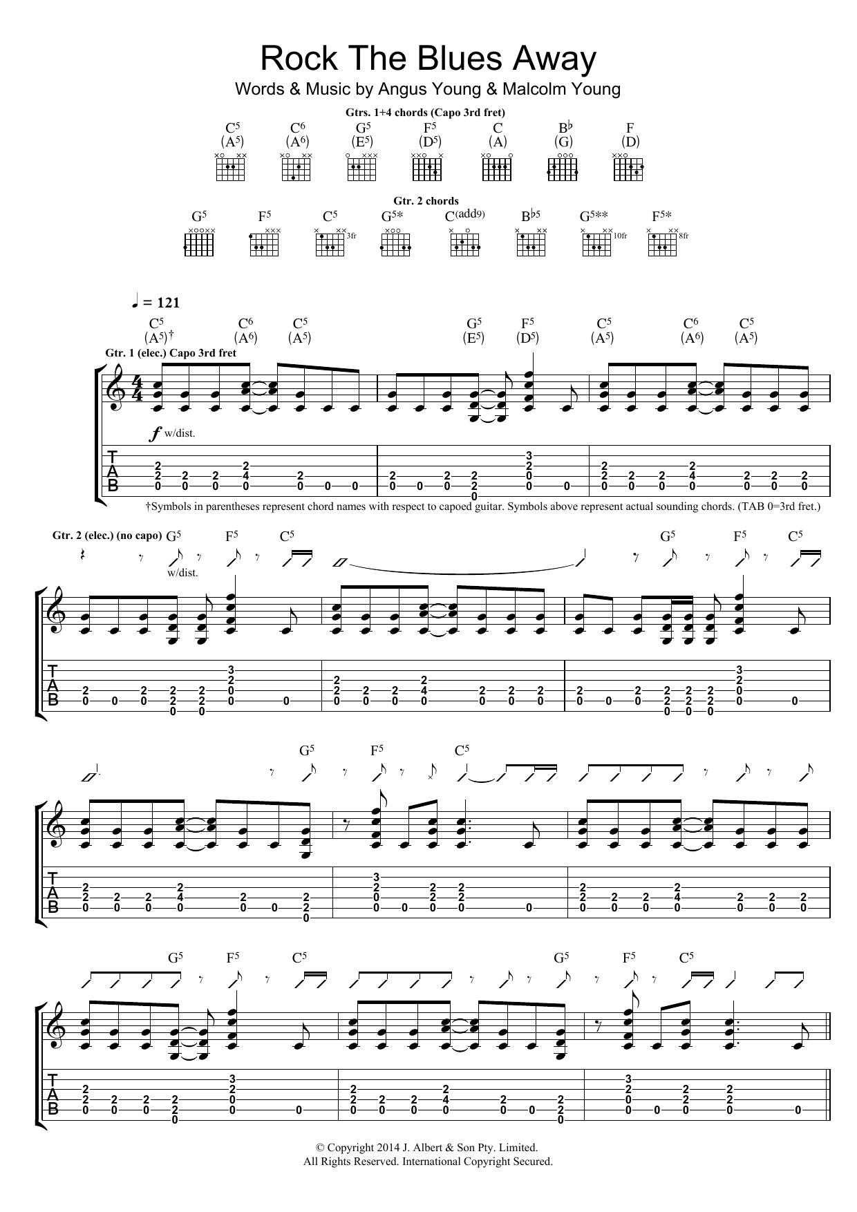 Download AC/DC Rock The Blues Away Sheet Music and learn how to play Guitar Tab PDF digital score in minutes