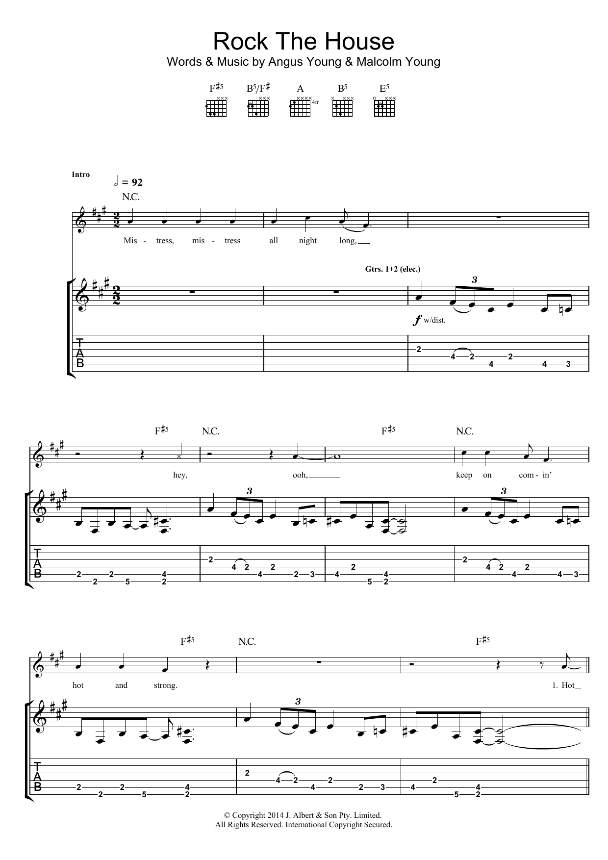 Download AC/DC Rock The House Sheet Music and learn how to play Guitar Tab PDF digital score in minutes