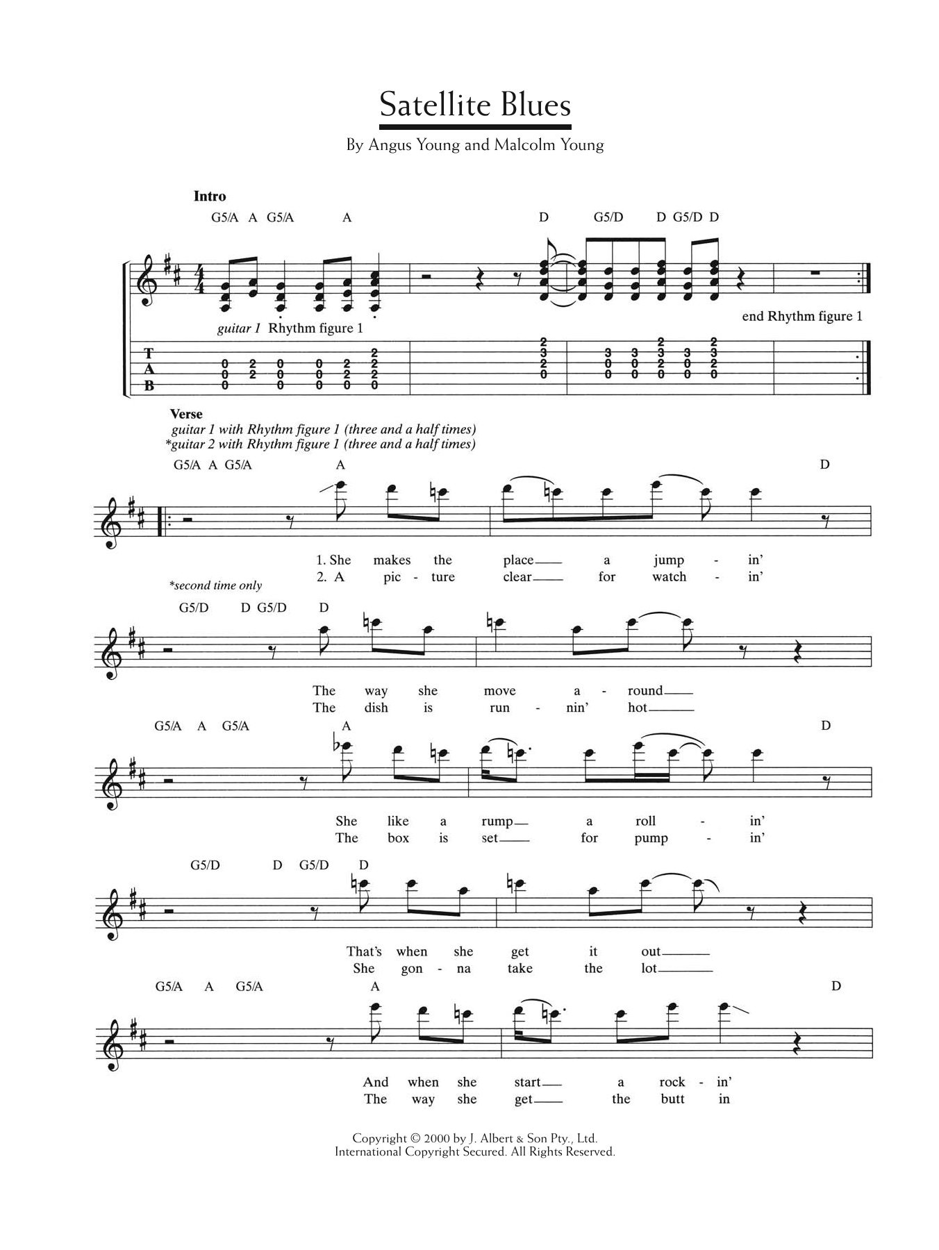 Download AC/DC Satellite Blues Sheet Music and learn how to play Lyrics & Chords PDF digital score in minutes