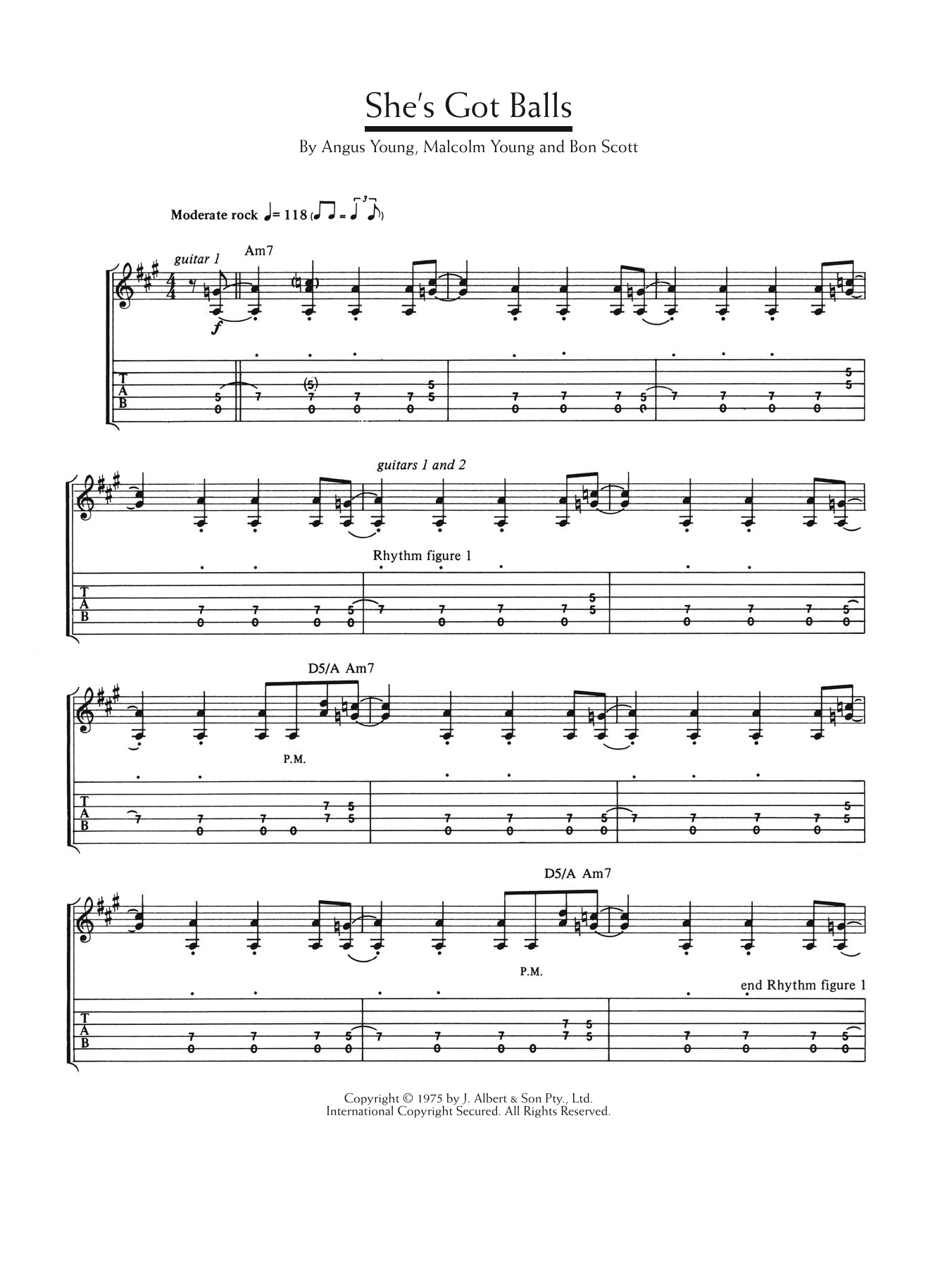 Download AC/DC She's Got Balls Sheet Music and learn how to play Lyrics & Chords PDF digital score in minutes
