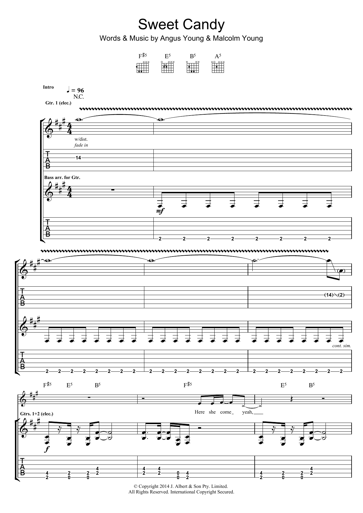 Download AC/DC Sweet Candy Sheet Music and learn how to play Guitar Tab PDF digital score in minutes