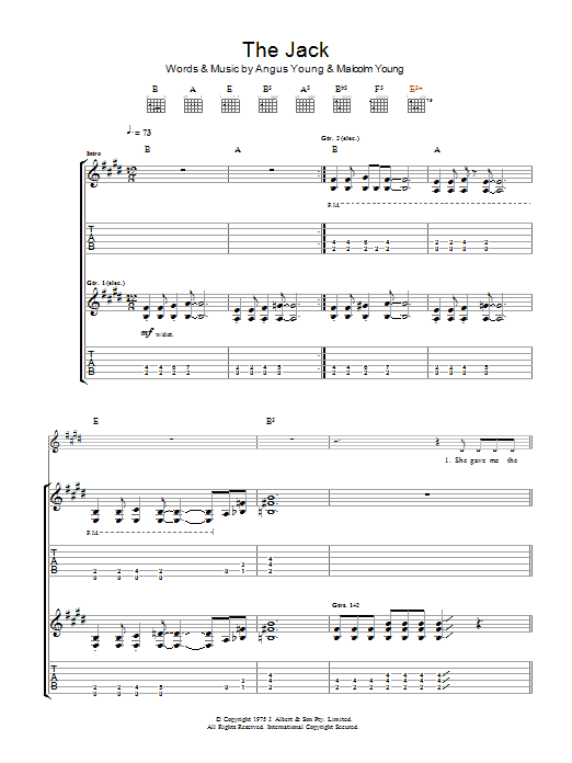 Download AC/DC The Jack Sheet Music and learn how to play Guitar Tab PDF digital score in minutes