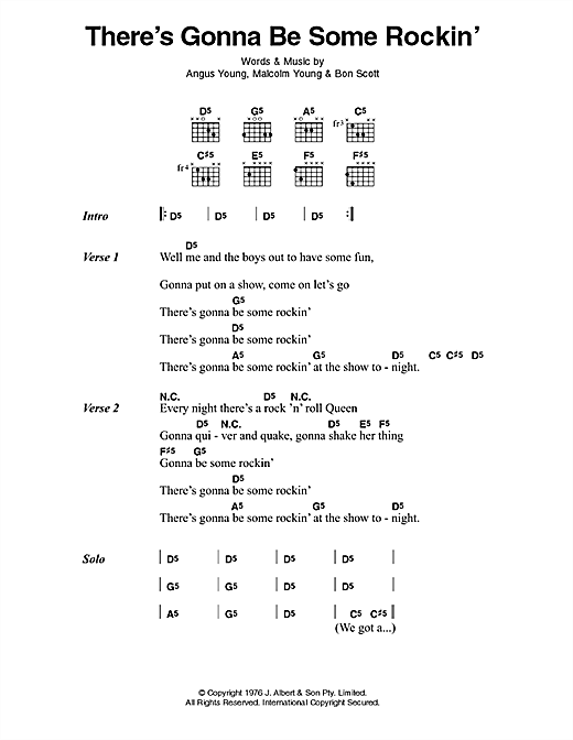 Download AC/DC There's Gonna Be Some Rockin' Sheet Music and learn how to play Lyrics & Chords PDF digital score in minutes