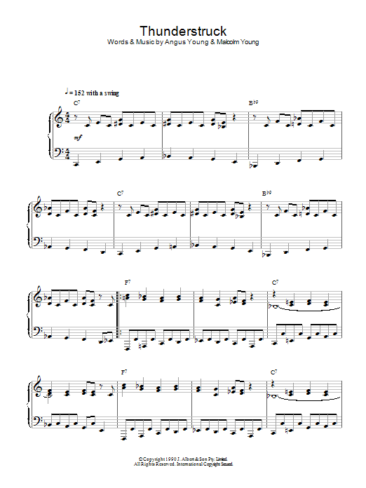 Download AC/DC Thunderstruck (jazz version) Sheet Music and learn how to play Piano PDF digital score in minutes