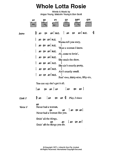 Download AC/DC Whole Lotta Rosie Sheet Music and learn how to play Guitar Tab PDF digital score in minutes