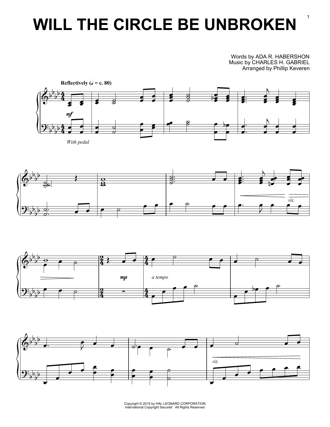 Download Charles H. Gabriel Will The Circle Be Unbroken Sheet Music and learn how to play Piano PDF digital score in minutes