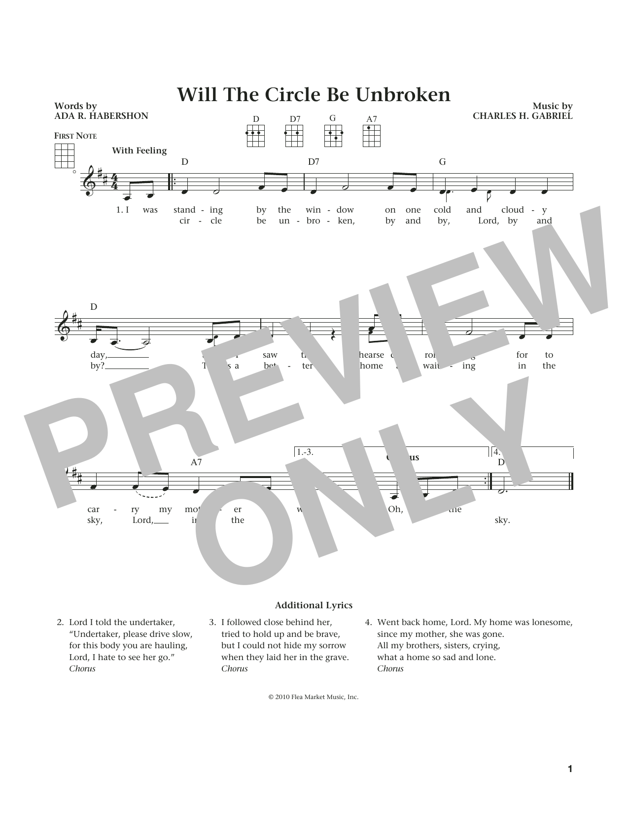 Download Ada R. Habershon Will The Circle Be Unbroken Sheet Music and learn how to play Ukulele PDF digital score in minutes