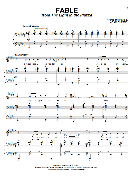 Download Adam Guettel Fable Sheet Music and learn how to play Melody Line, Lyrics & Chords PDF digital score in minutes