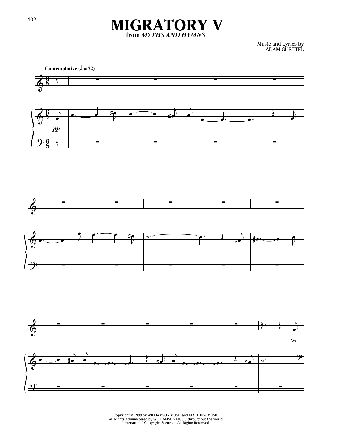 Download Adam Guettel Migratory V Sheet Music and learn how to play Piano & Vocal PDF digital score in minutes