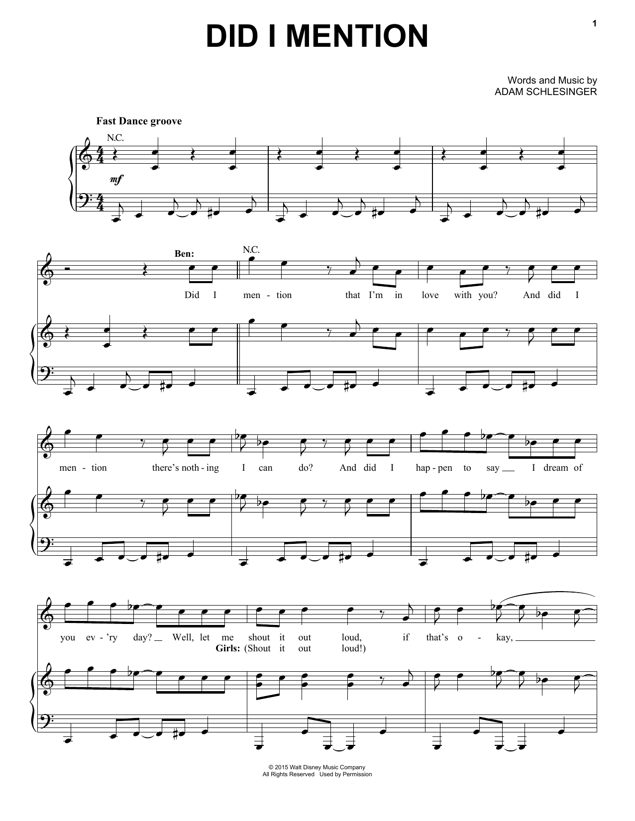 Download Adam Schlesinger Did I Mention Sheet Music and learn how to play Piano, Vocal & Guitar (Right-Hand Melody) PDF digital score in minutes