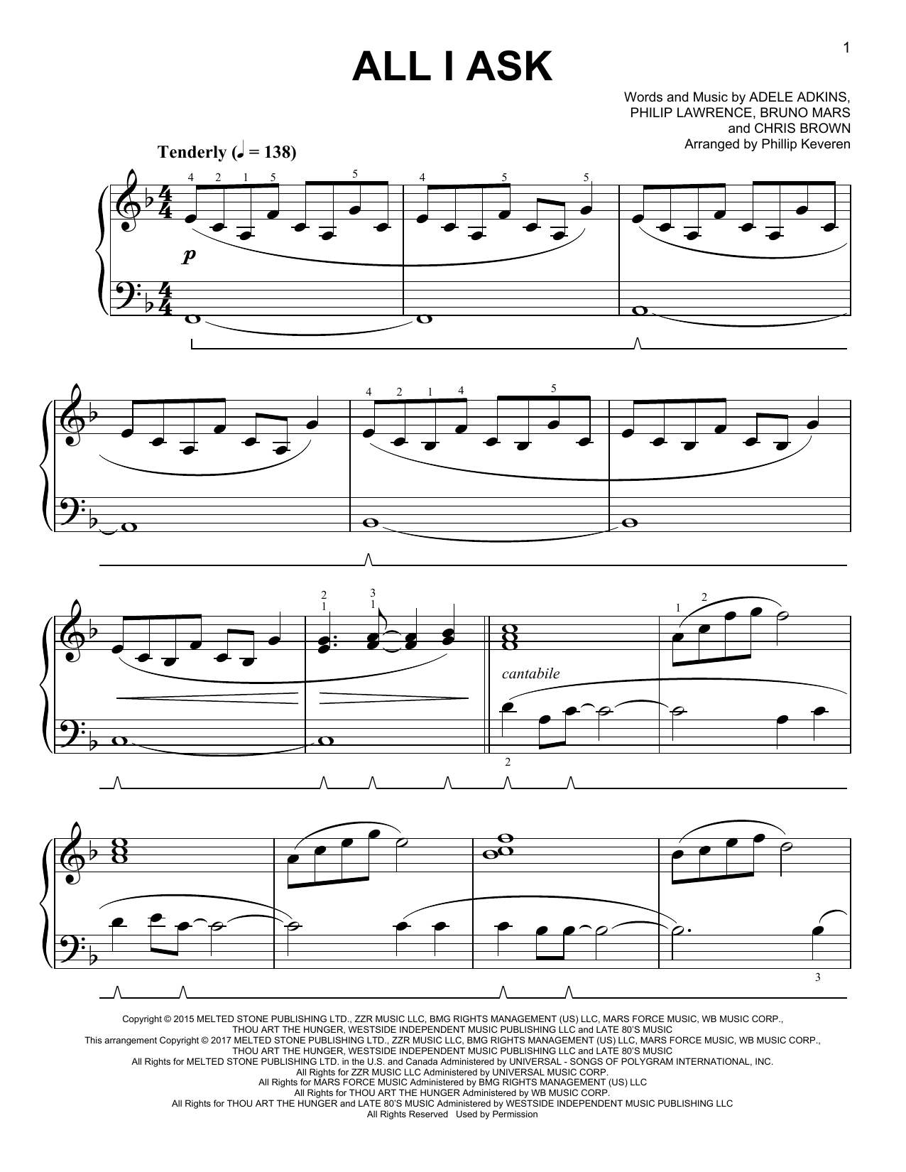Download Phillip Keveren All I Ask Sheet Music and learn how to play Easy Piano PDF digital score in minutes