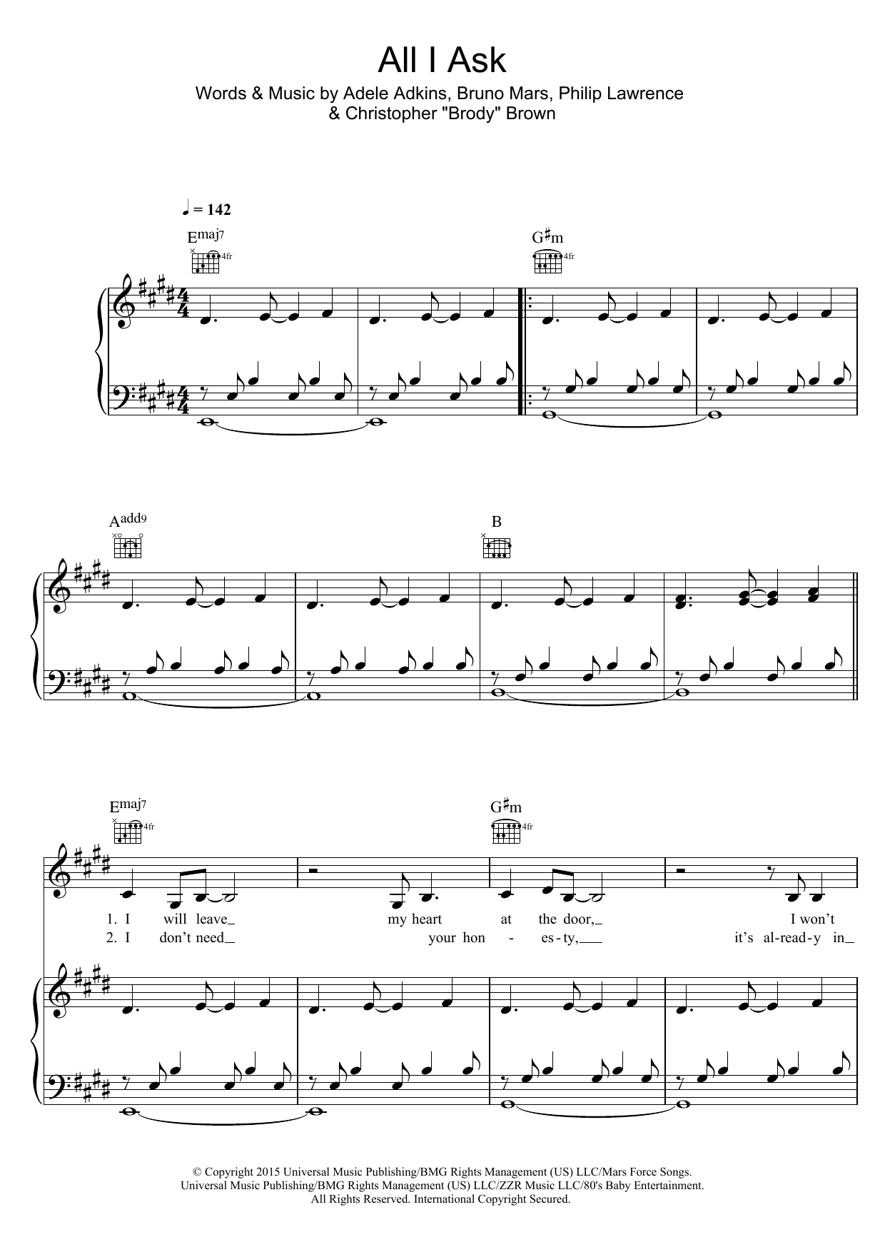 Download Adele All I Ask Sheet Music and learn how to play Really Easy Guitar PDF digital score in minutes
