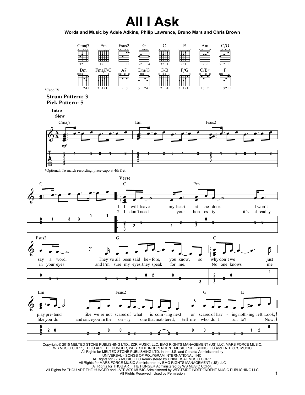 Adele All I Ask Sheet Music Notes Download Printable PDF Score 122893