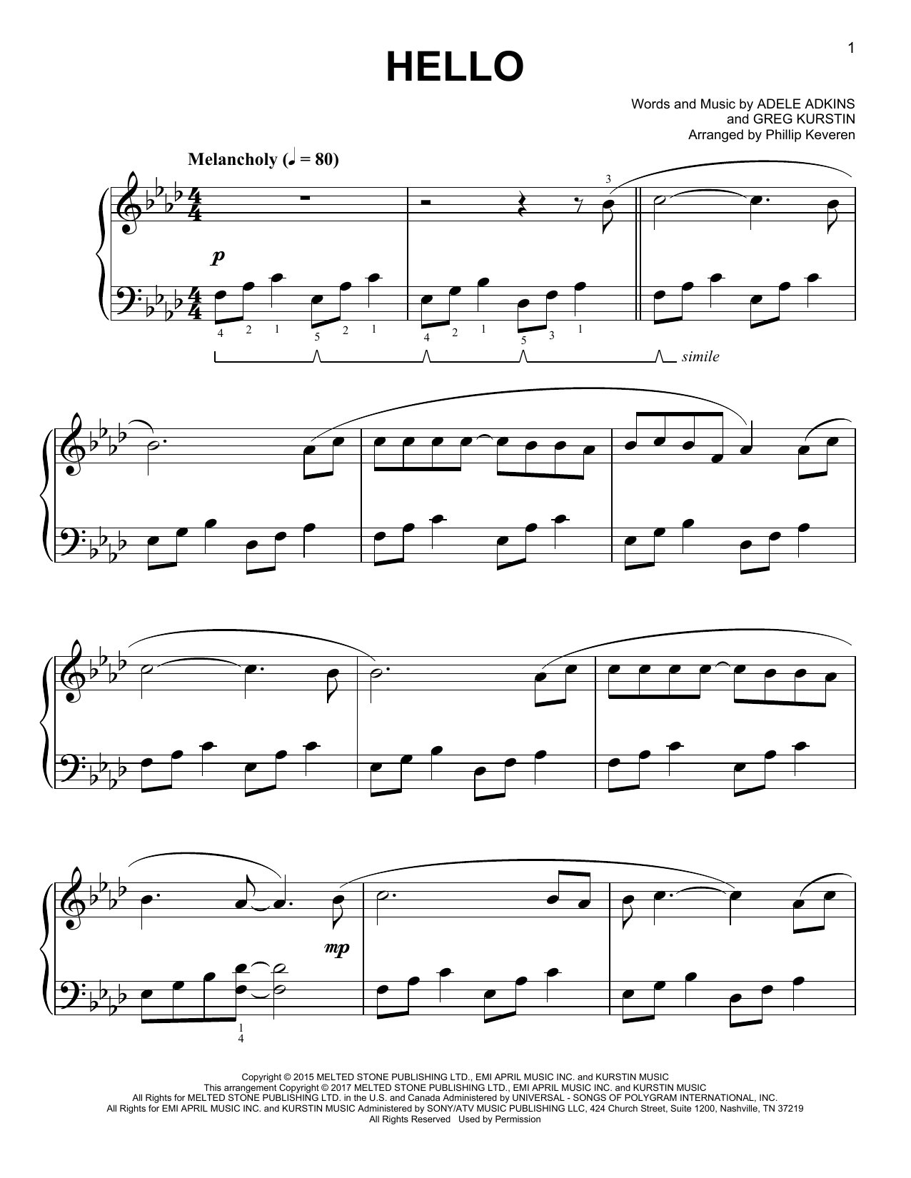 Download Phillip Keveren Hello Sheet Music and learn how to play Easy Piano PDF digital score in minutes